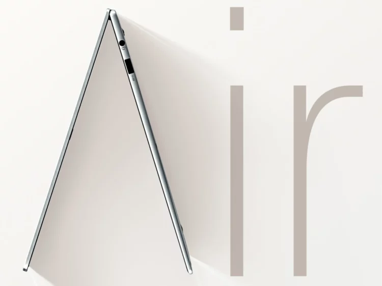 Desain super tipis dan ringan Lenovo Lecoo Air 16 dari samping, menggambarkan bobotnya yang cuma 1kg.