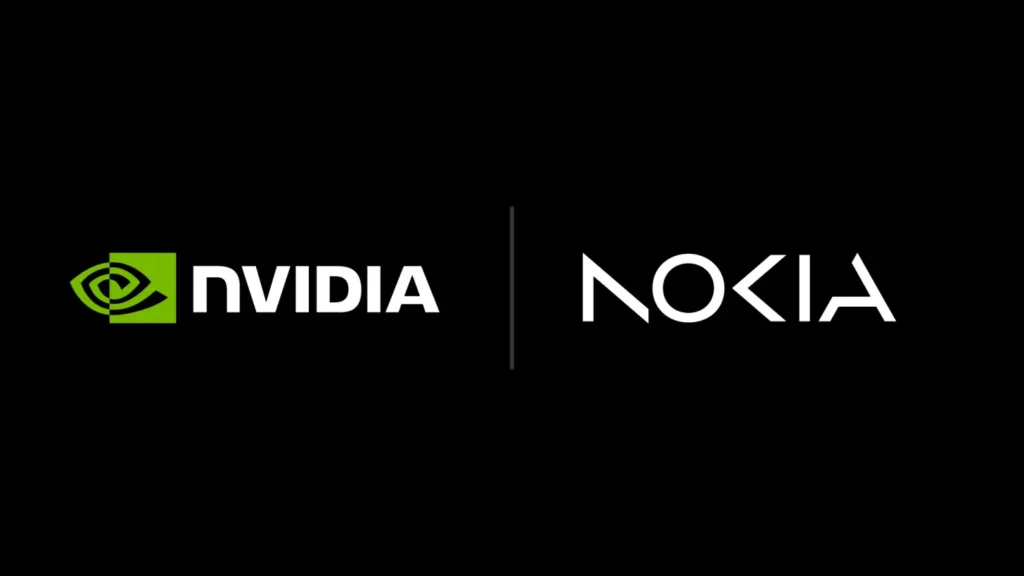 Logo resmi NVIDIA dan Nokia, mengumumkan kemitraan proyek NVIDIA 6G untuk ciptakan jaringan AI-RAN demi era nirkabel AI-native.