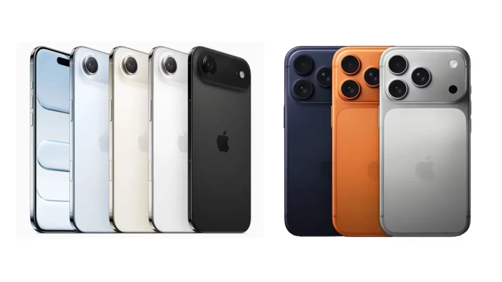 Perbandingan visual jajaran warna iPhone Air (kiri) dengan model iPhone 17 Pro (kanan) yang penjualannya jauh lebih sukses di pasaran.