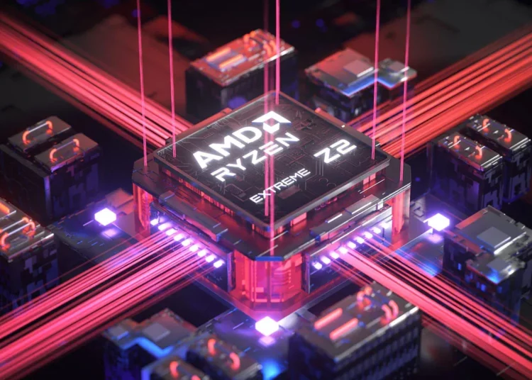 Render 3D prosesor AMD Ryzen Z2 Extreme, otak gahar yang mentenagai performa Lenovo Legion Go 2 untuk main game AAA.