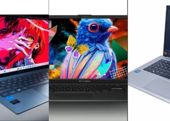 Kolase tiga laptop dari rekomendasi laptop 5 jutaan terbaik, termasuk Axioo Hype R3, ASUS Vivobook Go 15 OLED, dan Acer Aspire 3 A314.