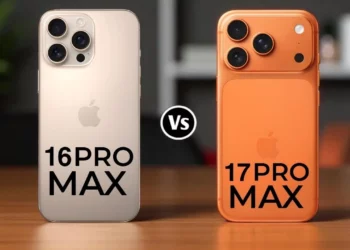 Perbandingan visual antara desain baru iPhone 17 Pro Max vs iPhone 16 Pro Max yang menjadi topik utama artikel.