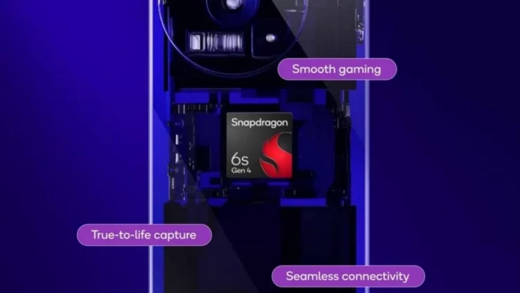 Poster promosi Snapdragon 6s Gen 4 yang resmi rilis, menyoroti fitur 'smooth gaming' untuk HP mid-range dengan GPU 59% lebih kencang dan support layar 144Hz.