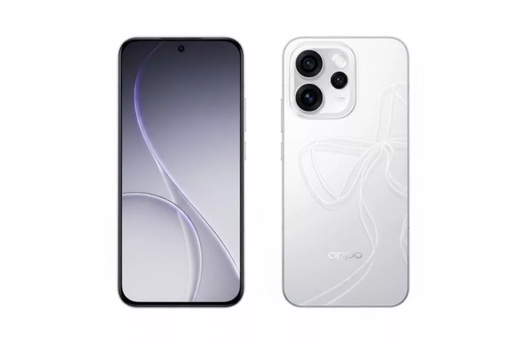 Tampilan belakang smartphone OPPO Reno 15 berwarna biru dengan modul kamera yang tersusun vertikal.