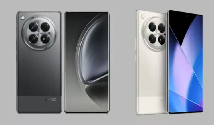 Tampilan belakang smartphone Infinix Zero 50 5G berwarna gelap, menunjukkan desain premium dan modul kamera belakang yang besar.