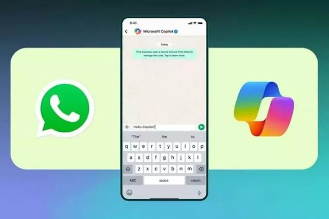 Tampilan user interface WhatsApp di smartphone yang menunjukkan fitur AI Copilot (ikon atau menu chat).