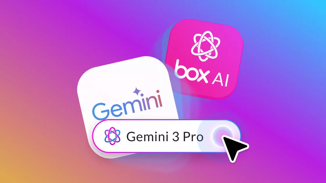 Logo Gemini dan Gemini 3 Pro berdampingan dengan logo Box AI, menandakan integrasi dan kemitraan AI.