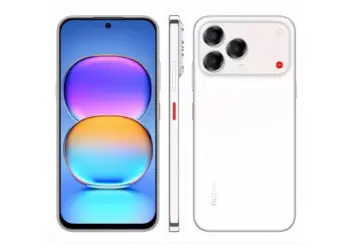Tampilan close-up modul kamera belakang ZTE Nubia V80 Pro yang menyerupai desain kamera iPhone 17 Pro.