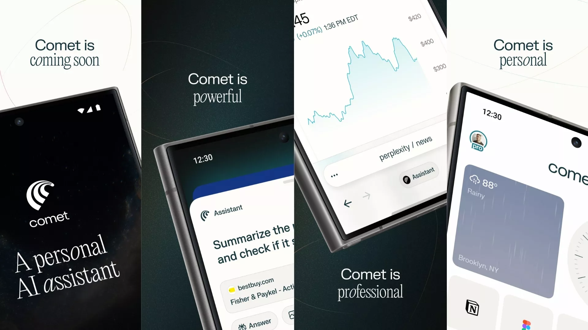 Logo atau ikon aplikasi AI Comet di layar smartphone Android.