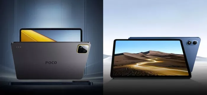 Tablet Poco Pad X1 dengan logo Bose di dekat speaker, menyimbolkan kualitas audio premium.