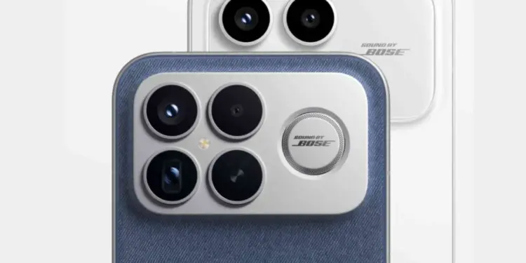 Detail modul kamera Poco F8 Ultra atau Poco F8 Pro menunjukkan logo Sound by Bose