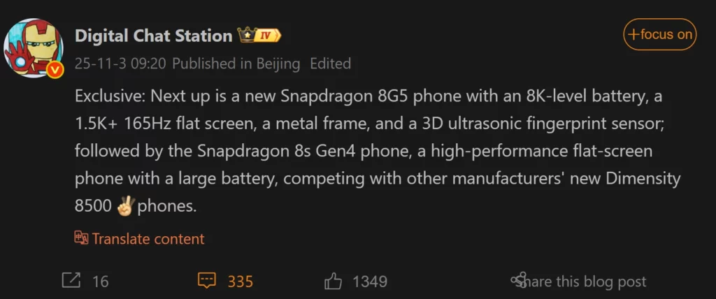 Bocoran OnePlus Turbo dari leaker Digital Chat Station, mengungkap spesifikasi baterai 8.000mAh, Snapdragon 8 Gen 5, dan layar 165Hz.