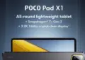 Poster teaser resmi Poco Pad X1 yang menampilkan desain tablet tipis dengan spesifikasi unggulan chipset Snapdragon 7+ Gen 3 dan layar 3.2K 144Hz.