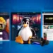 Ilustrasi era baru gaming di Linux, menampilkan maskot Linux (Tux) memegang gamepad di depan platform Steam, merayakan pencapaian pangsa pasar 3%.