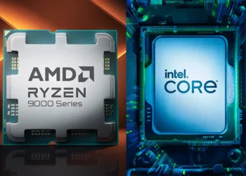 Ilustrasi CPU AMD Ryzen dan Intel Core sebagai simbol berita harga prosesor naik drastis untuk model-model lama akibat stok langka dan permintaan AI.