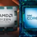 Ilustrasi CPU AMD Ryzen dan Intel Core sebagai simbol berita harga prosesor naik drastis untuk model-model lama akibat stok langka dan permintaan AI.