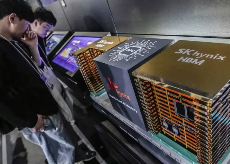 Display teknologi memori HBM SK Hynix yang menjadi rebutan industri AI dan berpotensi memicu kenaikan harga laptop di pasar global.