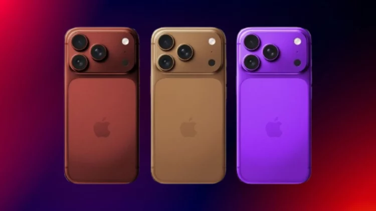 Render rumor iPhone 18 Pro dalam tiga warna baru yang sedang diuji: Burgundy (Merah Anggur), Cokelat (Brown), dan Ungu (Purple).