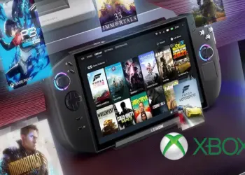 Tampilan antarmuka Xbox Full Screen Experience pada Lenovo Legion Go 2 yang menampilkan library game populer seperti Forza dan Starfield layaknya konsol.