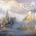 Grafik pengumuman resmi dengan latar belakang kastil Hogwarts bersalju dan teks emas besar bertuliskan 40 Million Units Sold untuk Hogwarts Legacy.