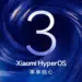 Logo resmi Xiaomi HyperOS 3 berwarna putih di tengah latar belakang pusaran biru, menyimbolkan pembaruan sistem operasi yang besar.
