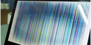 Laptop MacBook Pro dengan layar Liquid Retina yang jernih menampilkan wallpaper macOS terbaru di ruang kerja.