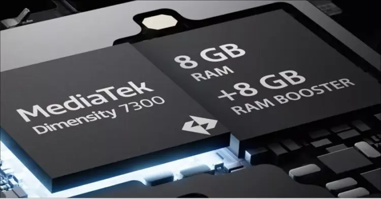 Smartphone dengan tampilan grafis berkualitas tinggi atau game yang detail, menyiratkan kemampuan GPU chipset setara Dimensity 7300.