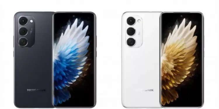 Varian warna hitam dan putih TECNO SPARK 40 dan SPARK 40 Pro dengan tampilan layar punch-hole.