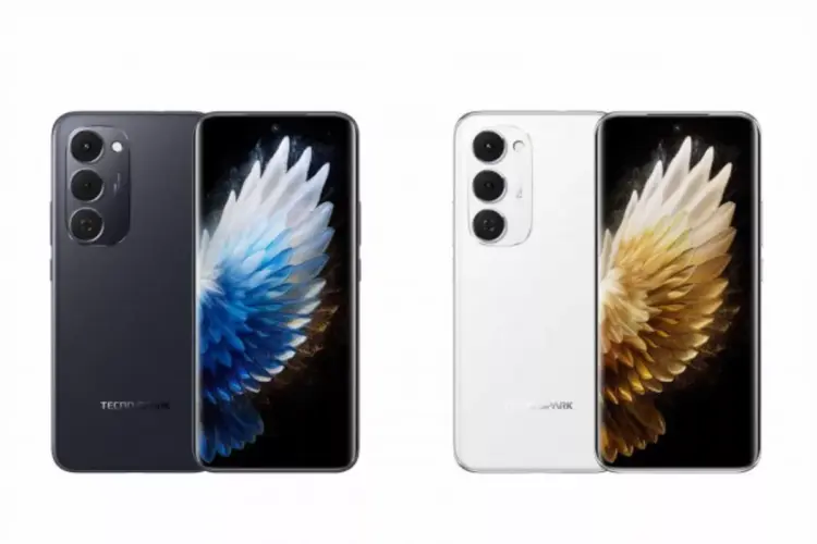 Varian warna hitam dan putih TECNO SPARK 40 dan SPARK 40 Pro dengan tampilan layar punch-hole.