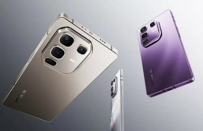 Close-up modul kamera Infinix Note 60 Pro yang memiliki tiga lensa besar dan lampu flash dual-tone.