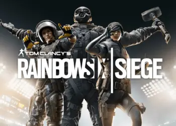 Pasukan taktis Rainbow Six Siege melakukan penyerbuan ke sebuah gedung dengan helikopter di latar belakang.