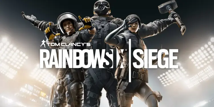 Pasukan taktis Rainbow Six Siege melakukan penyerbuan ke sebuah gedung dengan helikopter di latar belakang.