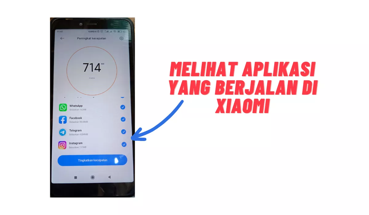 Tampilan fitur peningkat kecepatan untuk cek aplikasi latar belakang di HP Xiaomi secara langsung.