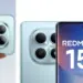 Poster bocoran Redmi Note 15 5G warna biru muda yang menampilkan desain kamera belakang dan layar depan, salah satu dari 5 model Redmi Note 15 yang siap rilis global.