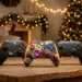 Jajaran 5 rekomendasi controller game terbaik untuk liburan akhir tahun, menampilkan gamepad dari PlayStation, Xbox, dan Nintendo di atas meja dengan dekorasi Natal yang hangat.