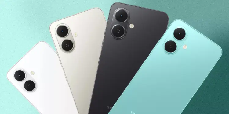 Empat pilihan warna Tecno Spark Go 3 4G yaitu putih, krem, hitam, dan hijau toska.