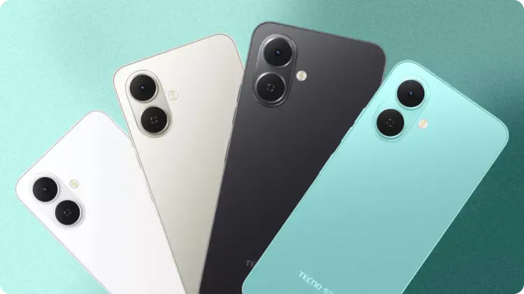 Empat pilihan warna Tecno Spark Go 3 4G yaitu putih, krem, hitam, dan hijau toska.