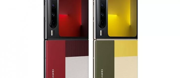 Close-up desain Huawei Pura X2 yang terlipat, menonjolkan modul kamera dan layar eksternal yang menampilkan tanggal dan waktu.