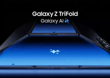 Konsep desain Samsung Galaxy Z TriFold dengan fitur Galaxy AI yang futuristik