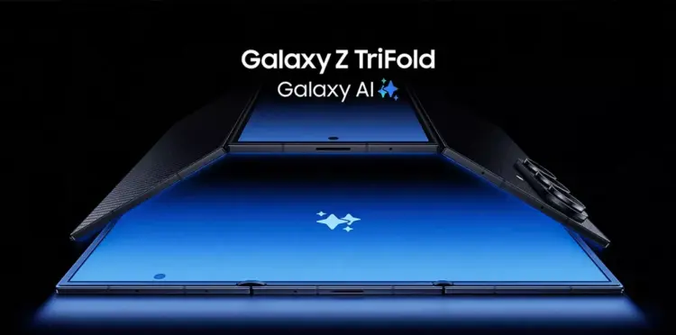 Konsep desain Samsung Galaxy Z TriFold dengan fitur Galaxy AI yang futuristik