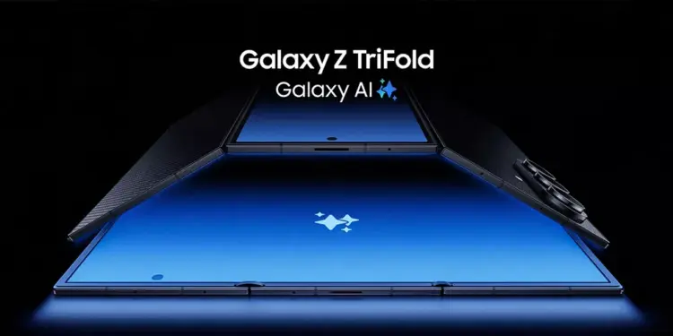 Konsep desain Samsung Galaxy Z TriFold dengan fitur Galaxy AI yang futuristik