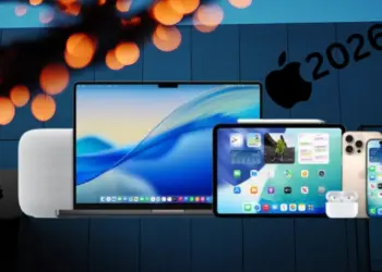 Ilustrasi kolase bocoran produk Apple 2026 yang terungkap, termasuk iPhone 18 Pro, iPhone Fold, dan MacBook murah terbaru.