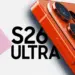 Render visualisasi bocoran warna Galaxy S26 Ultra terbaru yang menampilkan varian unik Orange dan Pink.
