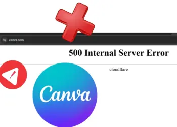 Ilustrasi yang menunjukkan website Canva.com mengalami Eror 500 Internal Server Error, mengonfirmasi layanan Canva down hari ini.