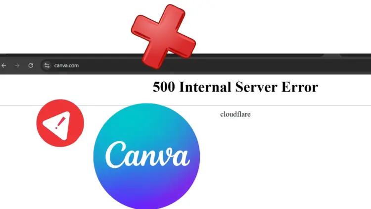 Ilustrasi yang menunjukkan website Canva.com mengalami Eror 500 Internal Server Error, mengonfirmasi layanan Canva down hari ini.