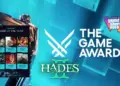 Ilustrasi daftar pemenang The Game Awards 2025 menampilkan logo GTA 6 dan Hades 2 bersanding dengan trofi serta jajaran nominasi Game of the Year.
