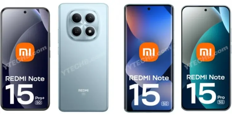 Visual bocoran seri Redmi Note 15 Global, menampilkan varian Redmi Note 15 Pro, Pro+, dan standar yang memiliki kamera 200MP.