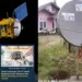Visualisasi Satelit SATRIA-1 dan dish VSAT BAKTI Komdigi yang digunakan untuk menyediakan layanan internet darurat di lokasi bencana banjir.