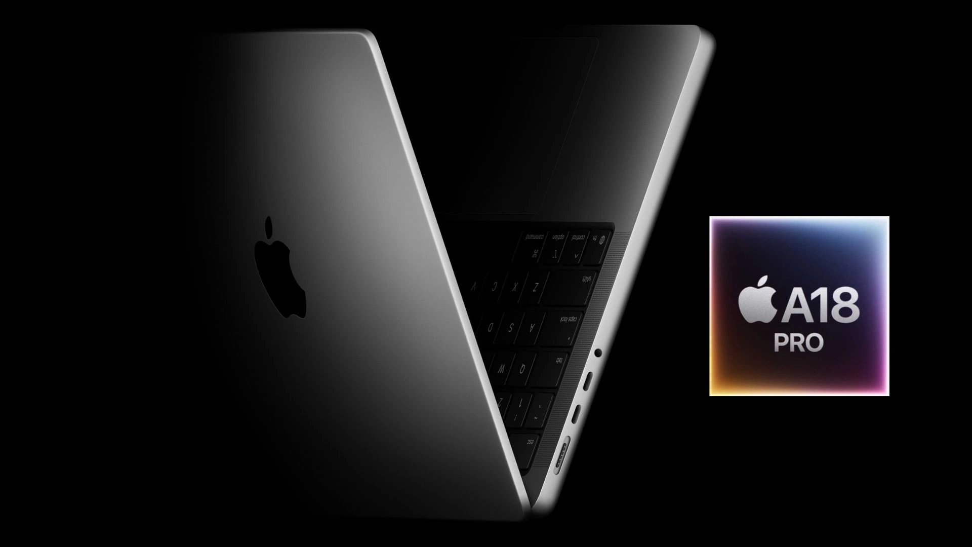 Ilustrasi siluet MacBook murah yang ditenagai chip Apple A18 Pro, terungkap dari bocoran kode J700.