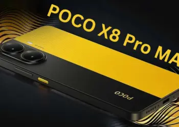 Render desain smartphone POCO X8 Pro Max dengan warna kuning ikonik dan modul kamera ganda, yang dikonfirmasi akan menggantikan peluncuran seri POCO F8.